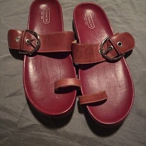 Coach Red Leather Sandals Size 11